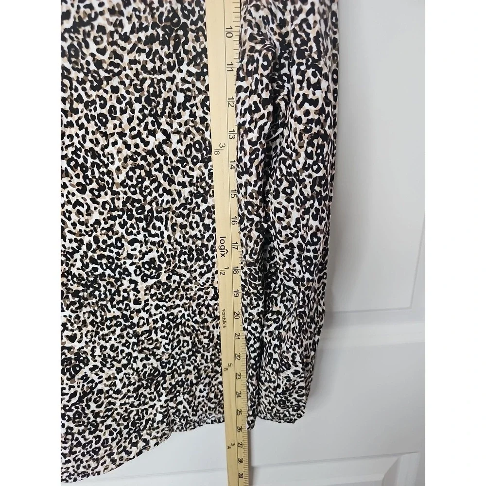 Old Navy Top Womens XL Brown Black Leopard Button Popover Long Sleeve Tunic‎